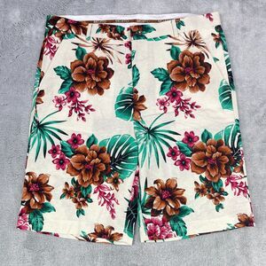 Mojito Chino Shorts Men's Large (36/38) Cream Hawaiian Floral  Linen Beach